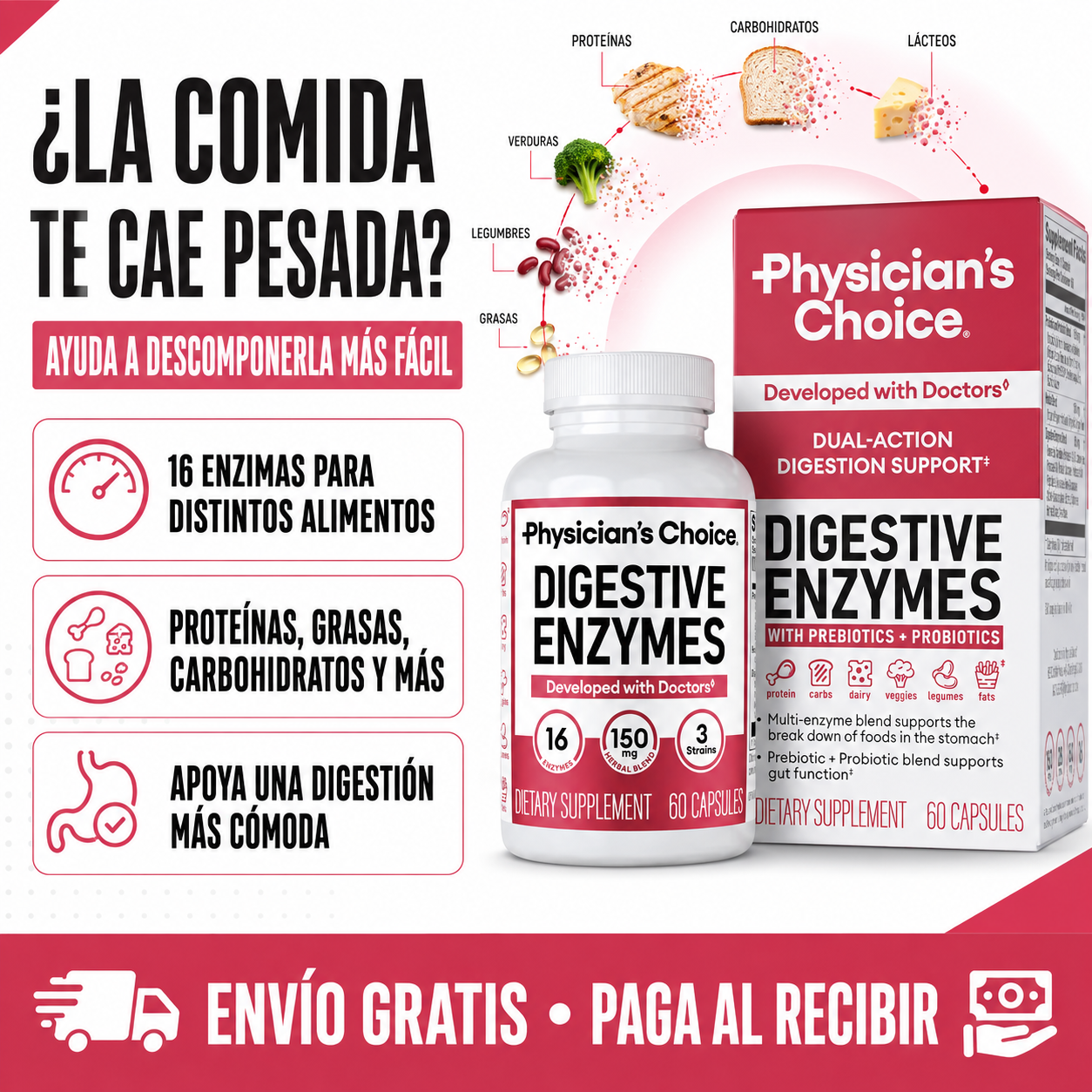Digestive Enzymes 3 en 1 — ¡Ayuda a descomponer mejor tus alimentos!